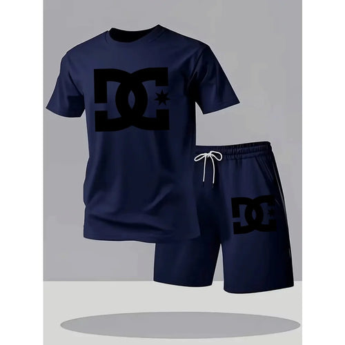 Summer Men's Casual Clothing Set Breathable Oversize T-Shirt Shorts