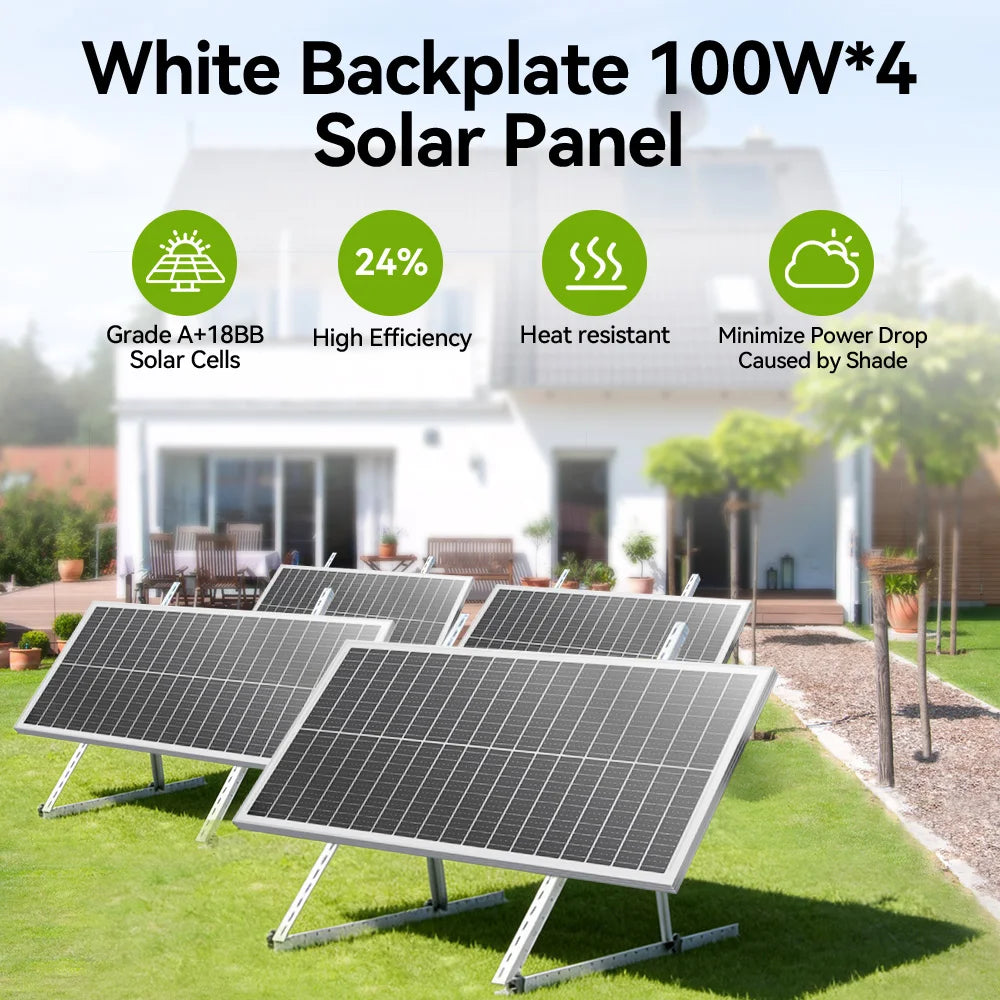 Rvpozwer 400W/200W/100W 12.8V 18BB N-Type Monocrystalline Solar Panel