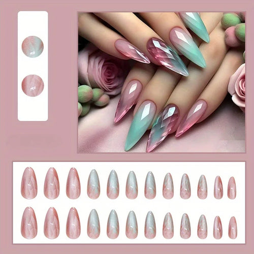 24 Pcs Gradient FakeNails Removable FakeNails Nail Art PiecesNail