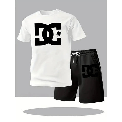 Summer Men's Casual Clothing Set Breathable Oversize T-Shirt Shorts