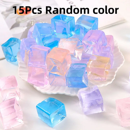 15Pcs Mini Ice Cube Squishy Toys Release Stress Transparent Small Ice