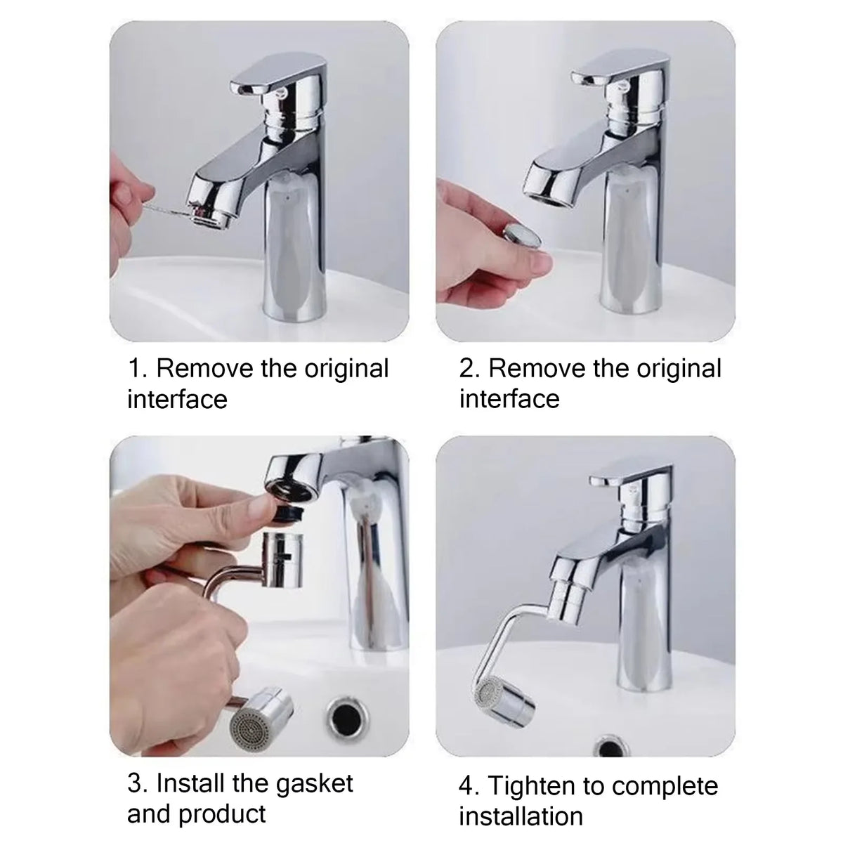 2/1Pcs 1080 Degree Swivel Stainless Steel Kitchen Faucet Extender