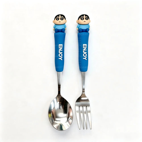 Anime Crayon Shin-Chan Fork And Spoon Set Cartoon Figure Durable