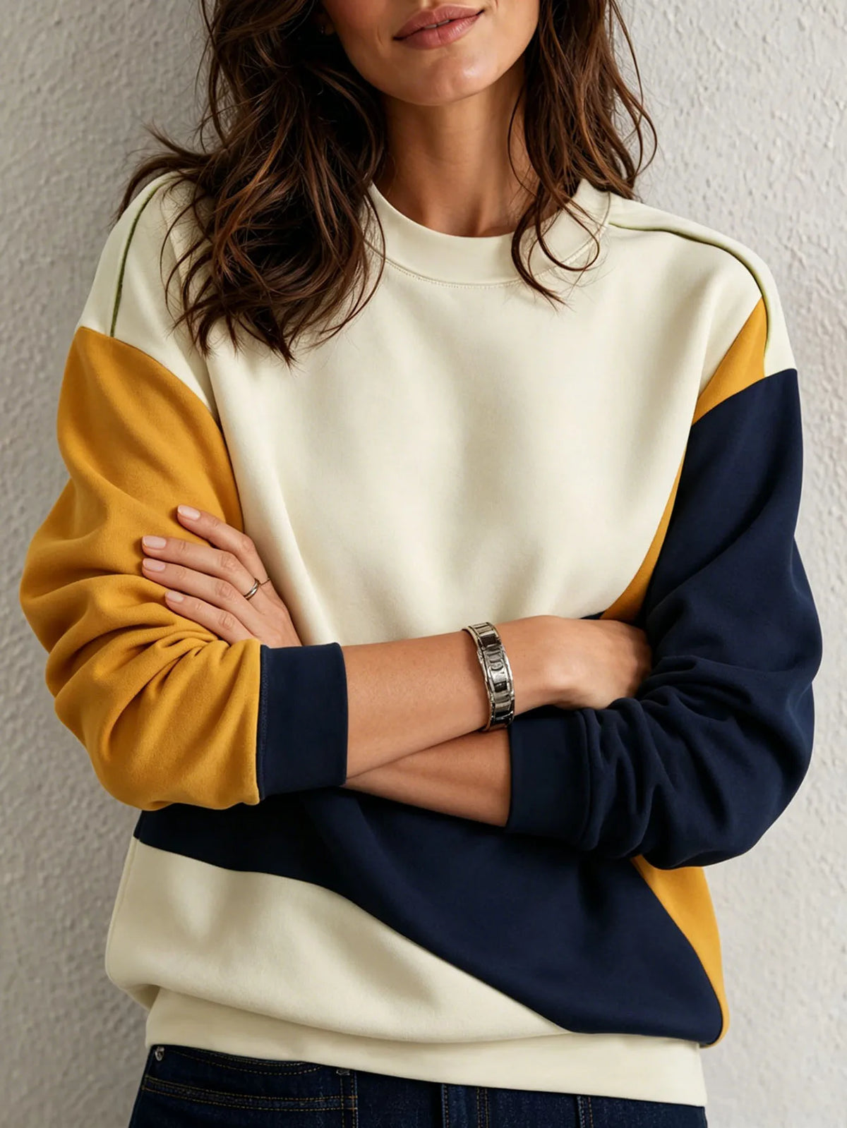 Autumn and Winter Women's Fashionable Color-Blocking Artistic