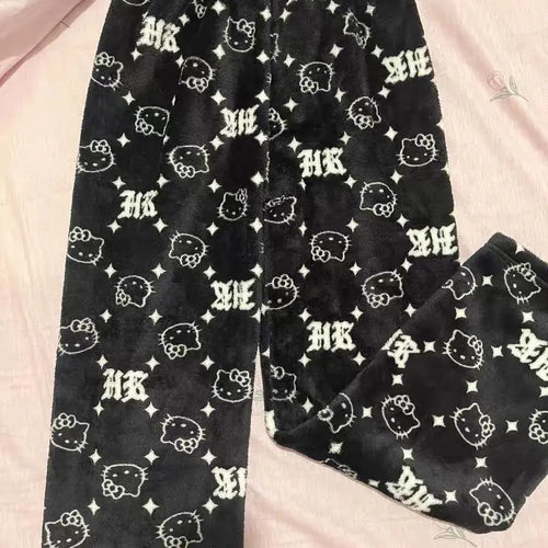 New Autumn Winter Flannel Popular Hello Kitty Pajama Pants Thickened