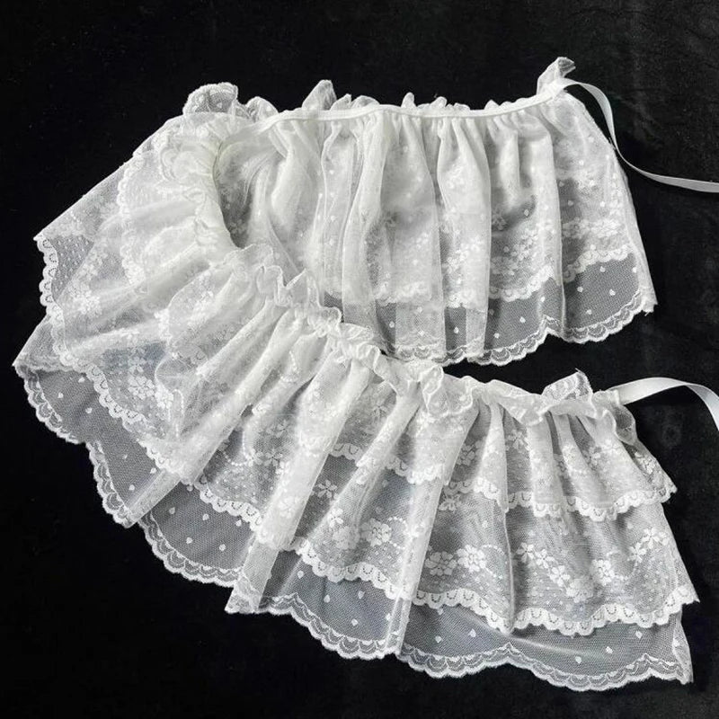 2026 Korean Ins Unique Lace Layered Gauze Skirts Lace Trim A-Line