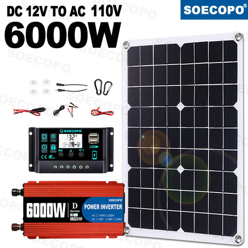 6000W/650W Mini Solar Kit Off-Grid Solar System Panel+Controller+12V