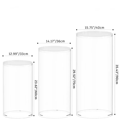 3/5Pcs White Cylinder Pedestal Stands, Round Plinth Pillars for