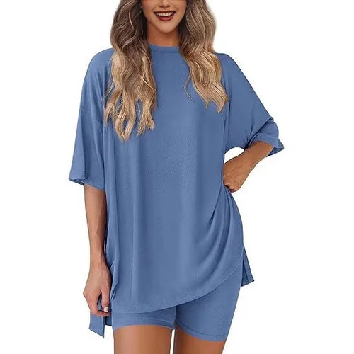 2026 Women's Oversized Two Piece Outfit Summer Casual Loose T Shirt