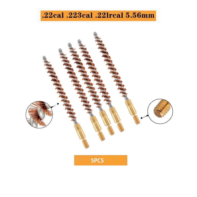 5Pcs .22cal Phosphor Bristle Bronze Bore Gun Cleaning Brush for .22