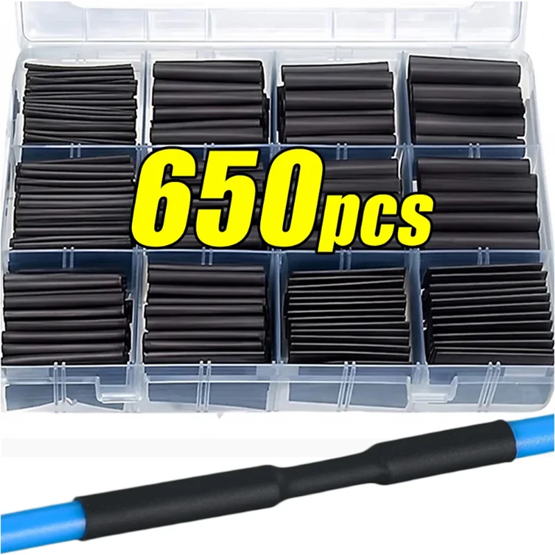 Black Heat Shrink Tube Kit Thermoresistant Tubing Shrink Wire Wrapping
