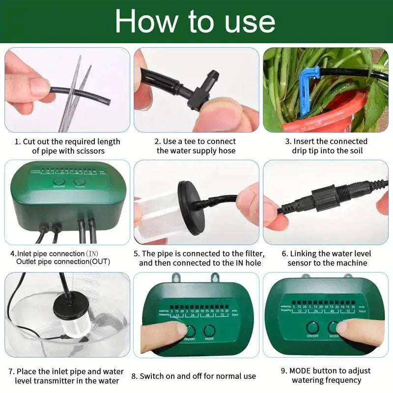 Solar Intelligent Irrigation Kit 6V 2W with Built-in 1800mAh Battery