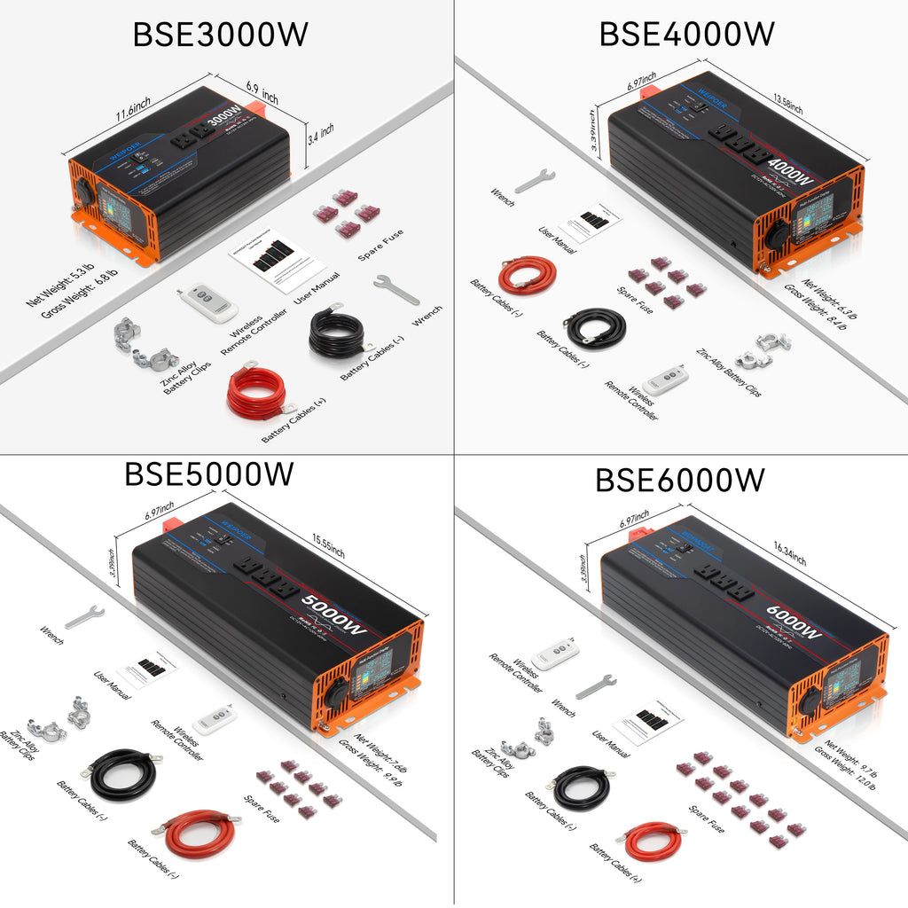 WEIPOER Pure Sine Wave Inverter DC 12V/24V to AC 120V 3000-6000W 60hz