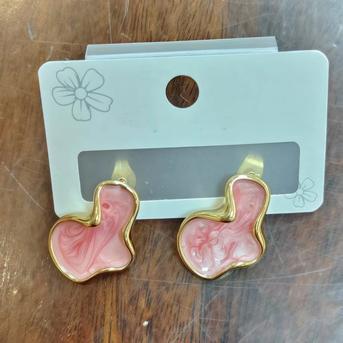 Artistic Abstract White Black Pink Color Cloud Irregular Stud Earring