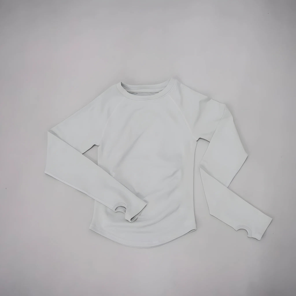 DF LOGO Women Seamless Long Sleeve Gym Top Tummy Slimming Yoga T Shirt