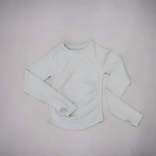 DF LOGO Women Seamless Long Sleeve Gym Top Tummy Slimming Yoga T Shirt