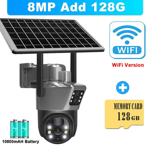 8MP 4K WiFi Solar Camera Outdoor Wireless CCTV Surveillance Camera