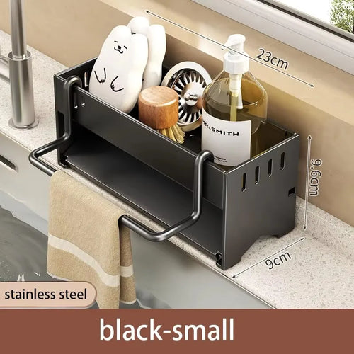 Kitchen Stainless Steel Sponge Rack Household Sink Rag Drain Shelf