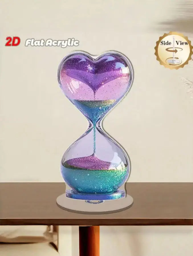 1Pc Acrylic Heart-Shaped Funnel Decor 2D Flat Rotating Modern 3D