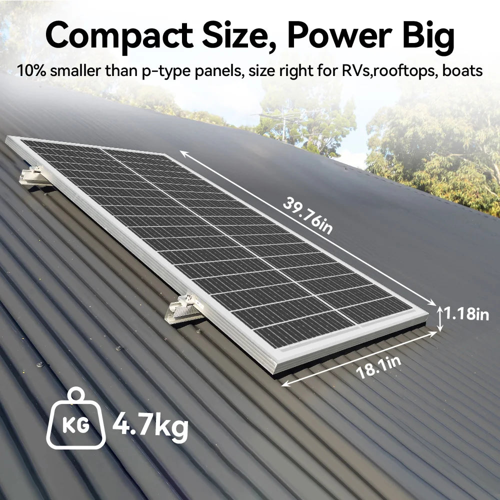 Rvpozwer 400W/200W/100W 12.8V 18BB N-Type Monocrystalline Solar Panel