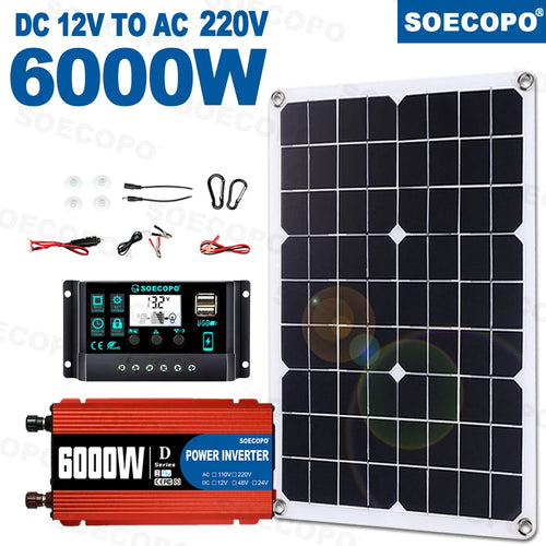 6000W/650W Mini Solar Kit Off-Grid Solar System Panel+Controller+12V