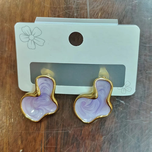 Artistic Abstract White Black Pink Color Cloud Irregular Stud Earring