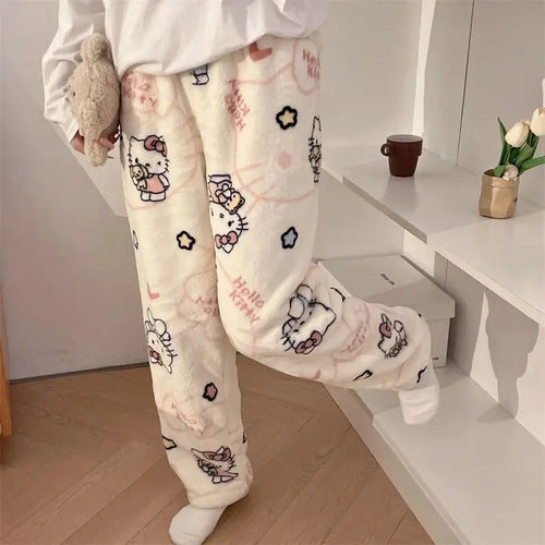 New Autumn Winter Flannel Popular Hello Kitty Pajama Pants Thickened