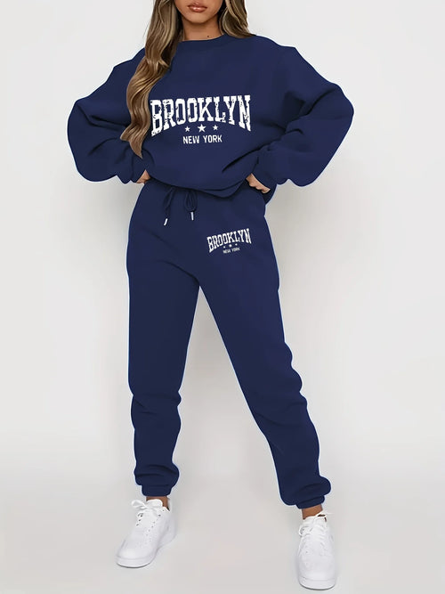 Women's autumn and winter hip-hop casual Brooklyn New York letter