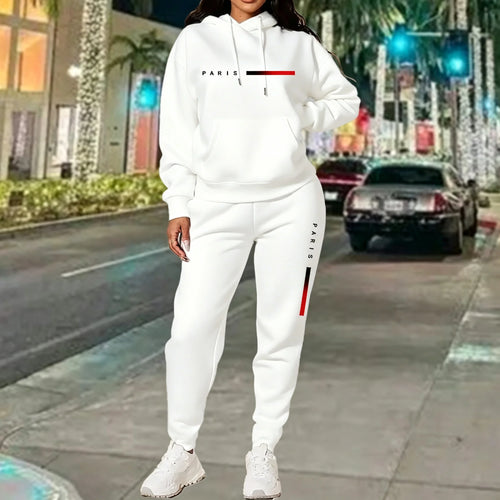 Hot Sales Women's Outfits Print Casual Hooded Sweatshirts 2 Pcs Suits