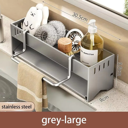 Kitchen Stainless Steel Sponge Rack Household Sink Rag Drain Shelf