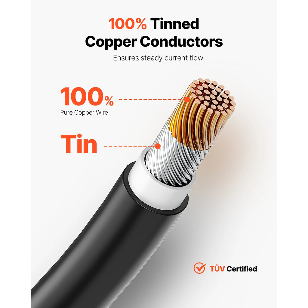 SucceBuy 100FT Solar Panel Extension Cable 10AWG 6mm² IP67 Waterproof
