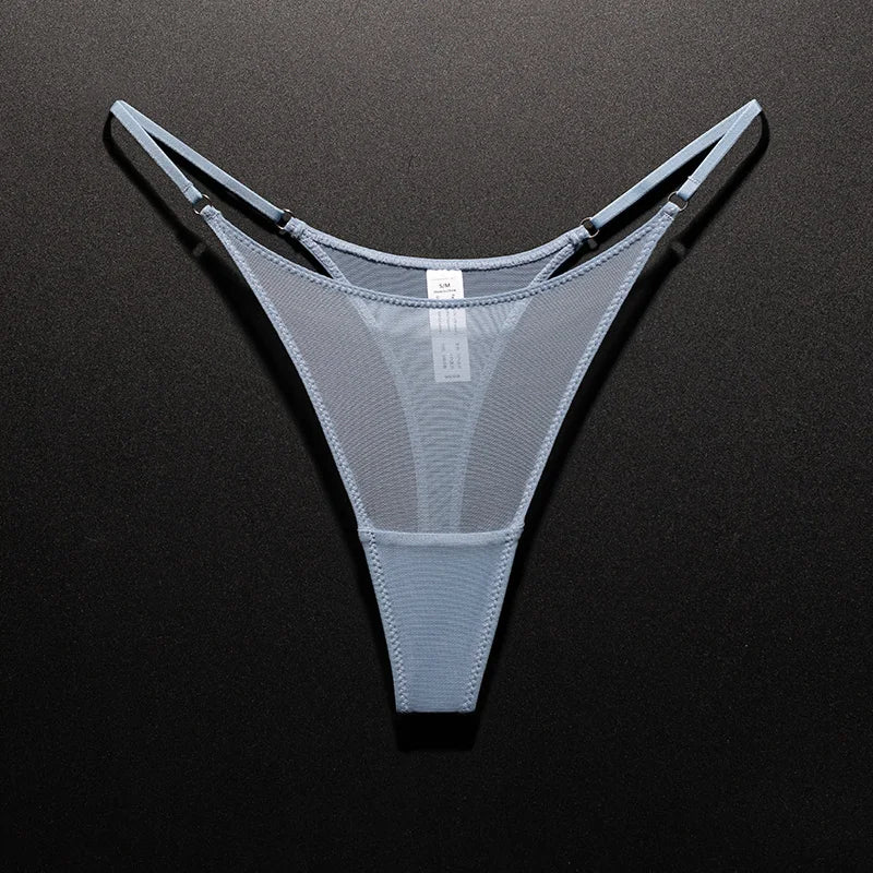 Mesh Women Briefs Seamless Thong Ultra-thin Sexy High Slit Underwear