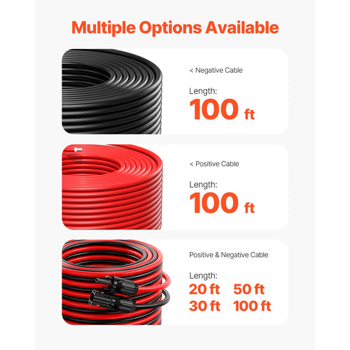 SucceBuy 100FT Solar Panel Extension Cable 10AWG 6mm² IP67 Waterproof