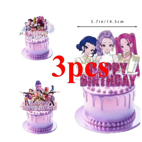Anime Grils Lumi Mila Zoi Witch Hunter Cake Toppers Happy Birthday