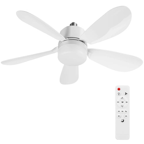 Socket Fan Light with Remote, Small Ceiling Fan with LED, E26/E27+B22