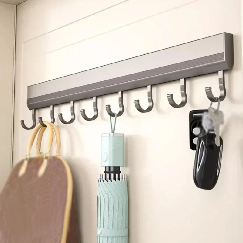 Kitchen Storage Rack Aluminum Alloy Hook Rack Wall Mounted Kitchen