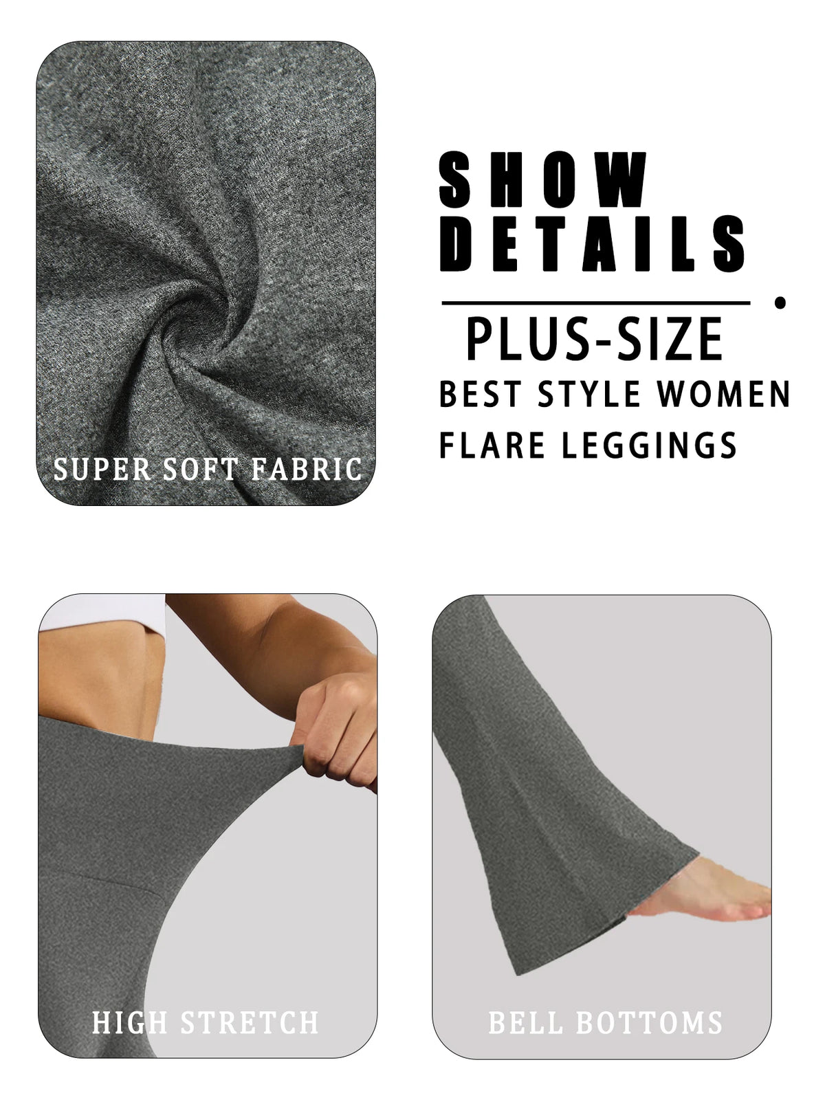 Plus Size Women's Super Soft High Waisted Flare Pants, Leggings Tummy