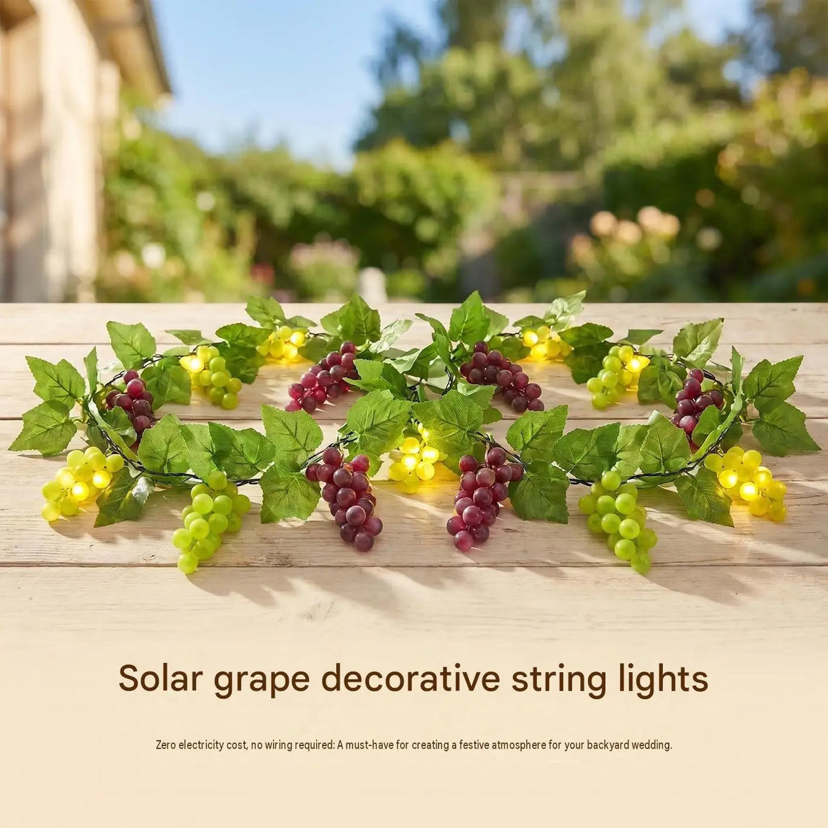 Hanukkah Festival Outdoor Fence Light Passover Decor 3m Solar Grape