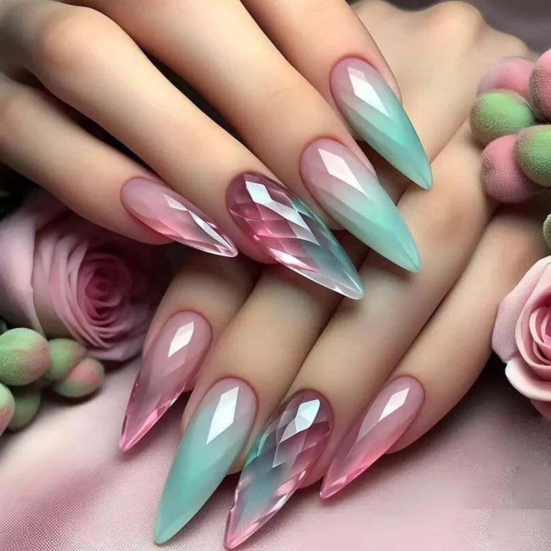 24 Pcs Gradient FakeNails Removable FakeNails Nail Art PiecesNail