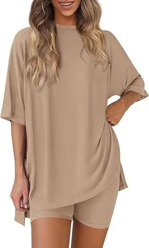 2026 Women's Oversized Two Piece Outfit Summer Casual Loose T Shirt