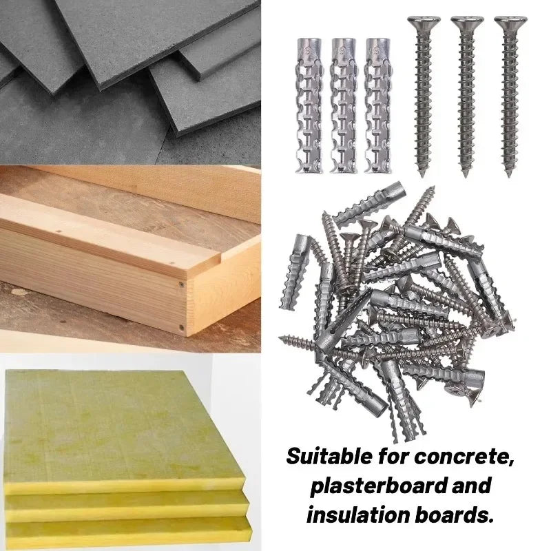 6/8mm Expansion Pipe for Hollow Walls Metal Expansion Screws Kit Self