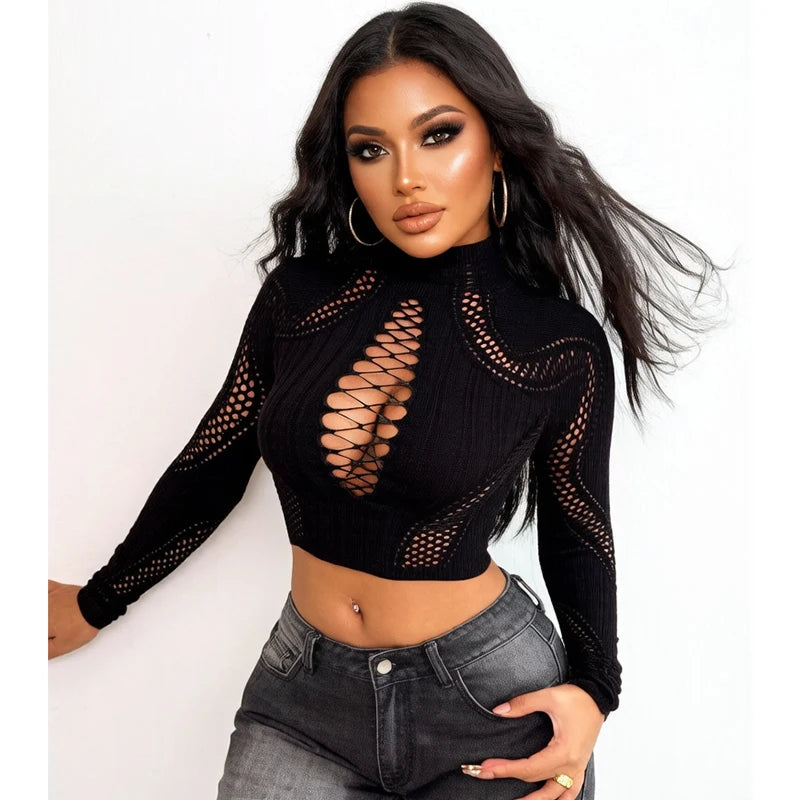 Hollow Out Fishnet Beach Cover Up Bodycon Dress, Sheer Mesh Festival