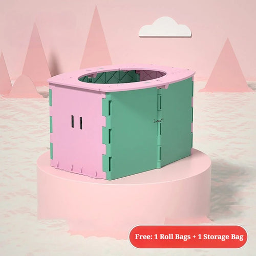Kids Travel Potty with 1 Roll Bags Storage Bag Toddler Foldable