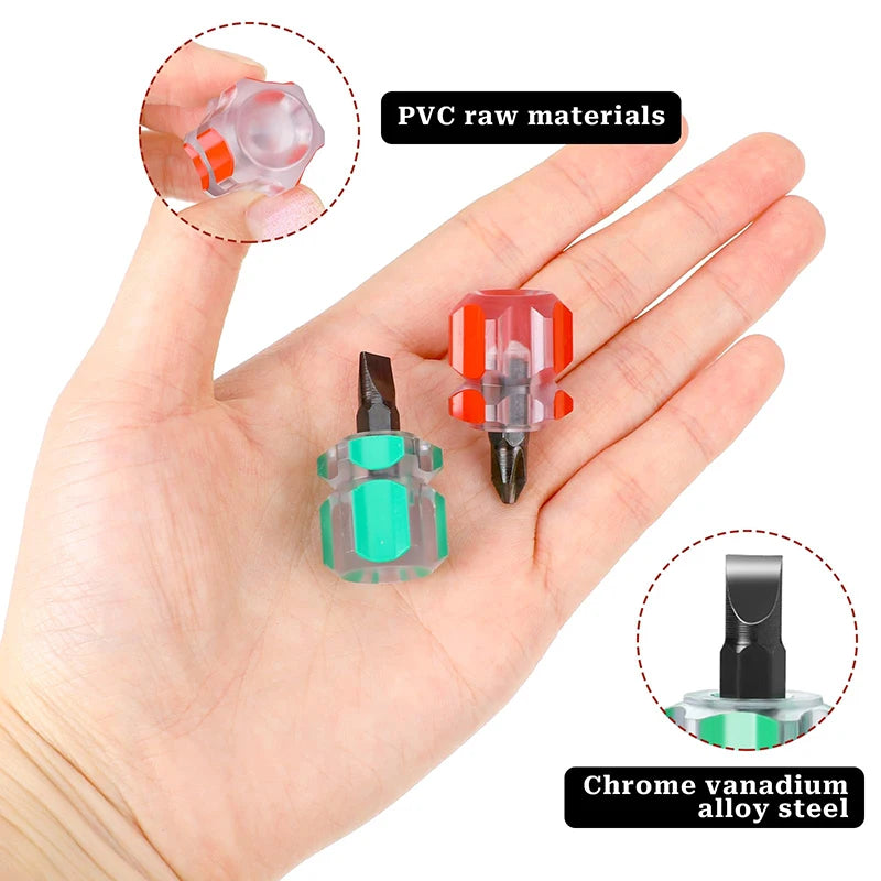 2PCS Mini Short Screwdriver Set – Portable Pocket Size Screwdrivers,