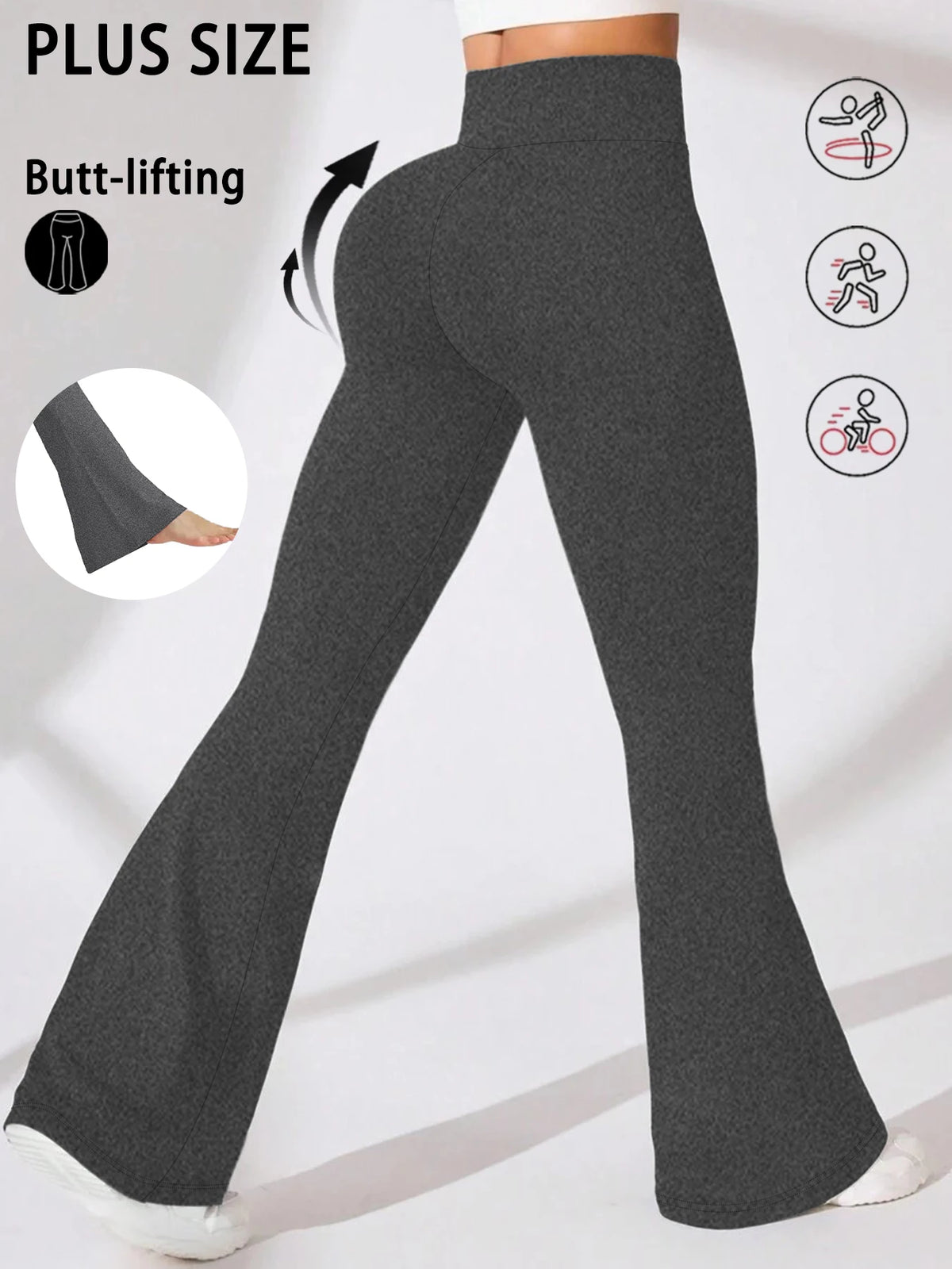Plus Size Women's Super Soft High Waisted Flare Pants, Leggings Tummy