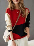 Autumn and Winter Women's Fashionable Color-Blocking Artistic