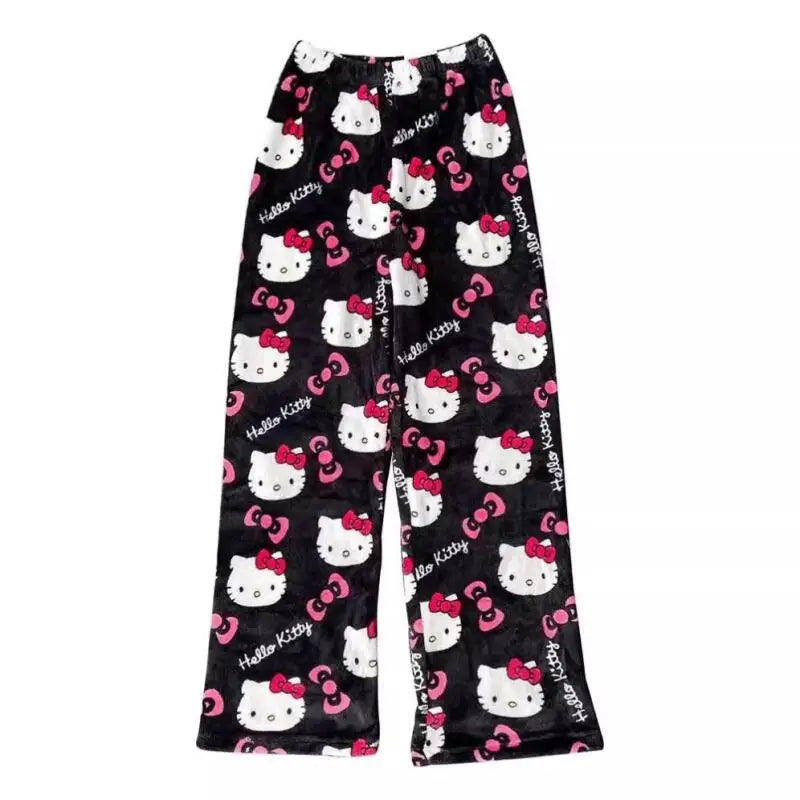 New Autumn Winter Flannel Popular Hello Kitty Pajama Pants Thickened