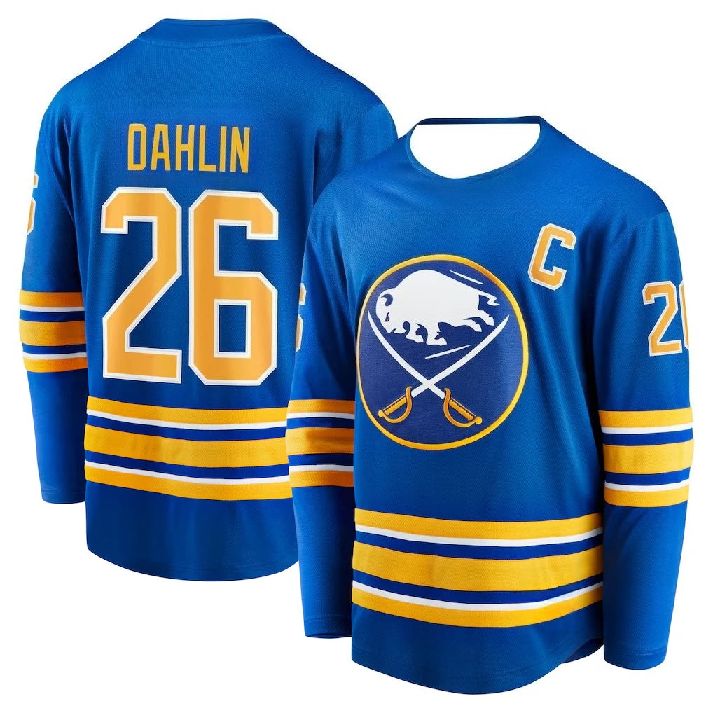 Hockey Jersey - Blue with Yellow/White Accents "Dahlin 26" Captain "C"