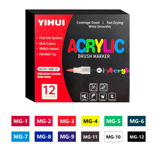 12/24/36/48/60 Colors Acrylic Paint Pens Markers Brush Tip Paint