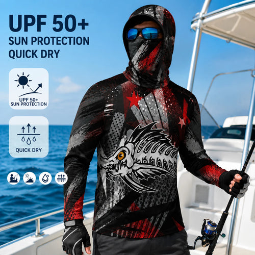 Camisa de Pesca con Capucha de Manga Larga para Hombre, Protección UV